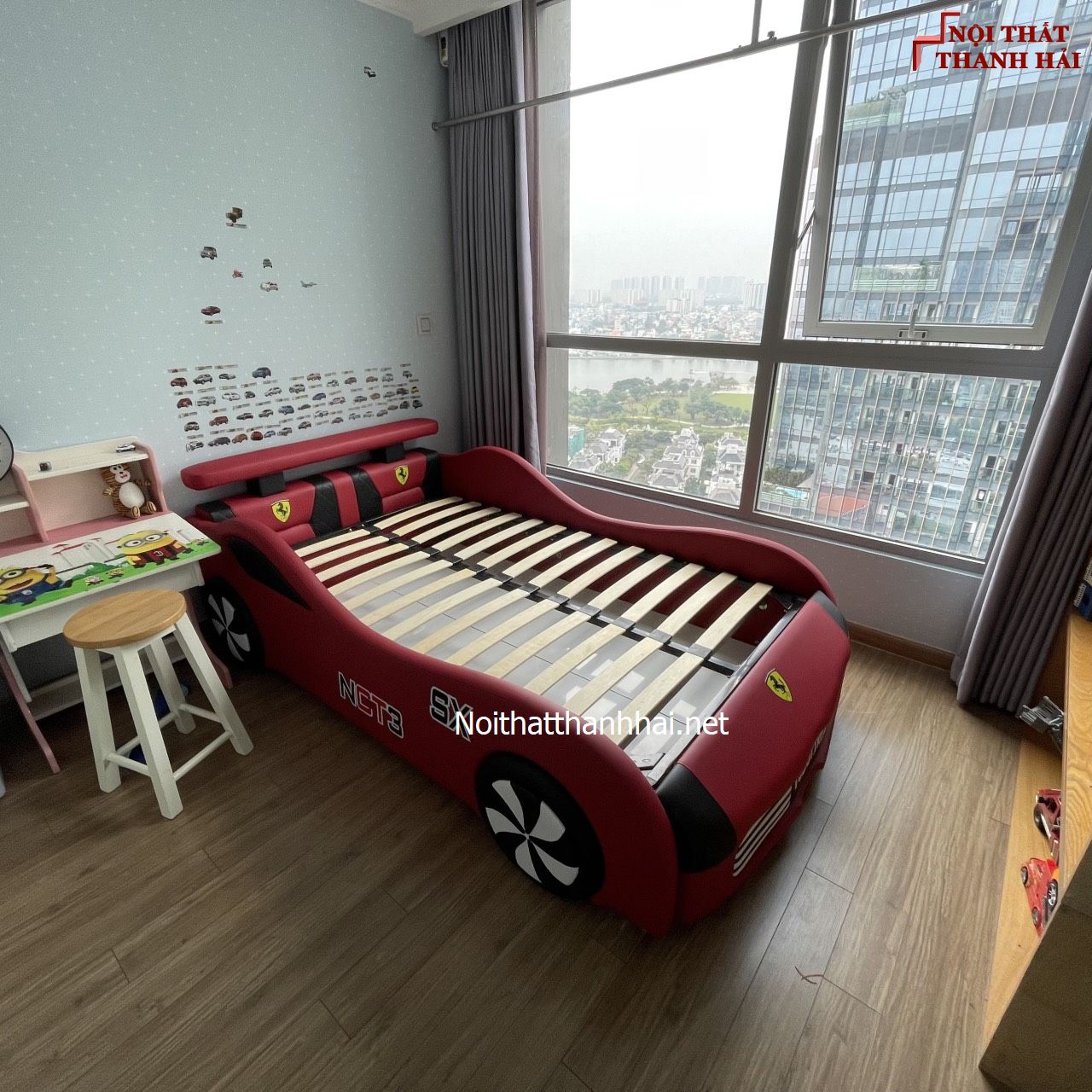 Giường ô tô gte091 màu đỏ đô