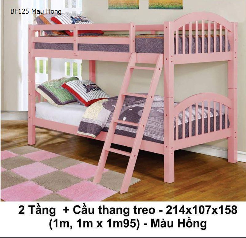 Giường 2 tầng giá rẻ BF125 màu hồng