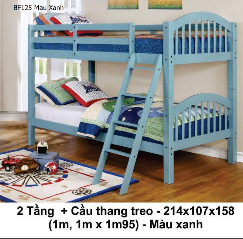 Giường tầng giá rẻ BF125 màu xanh dương
