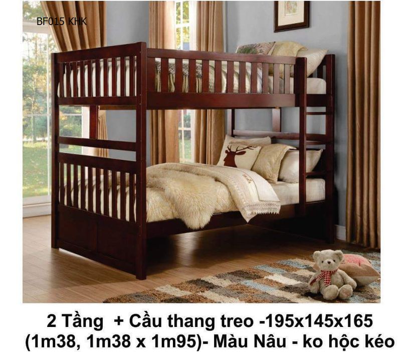 Mẫu giường hai tầng giá rẻ BF015 không có hộc kéo