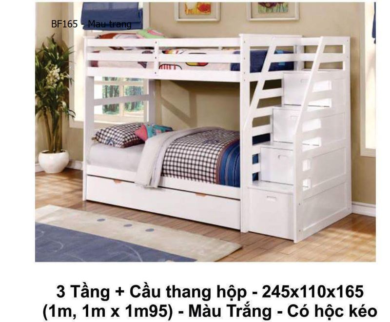 Giường 2 tầng giá rẻ BF165 màu trắng