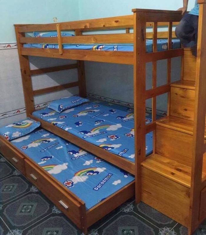 Giường tầng giá rẻ màu vàng gỗ