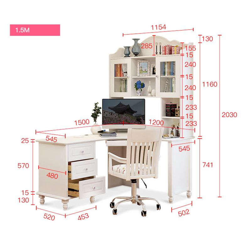 Kích thước Bộ bàn ghế cho bé đẹp màu trắng BH202 5