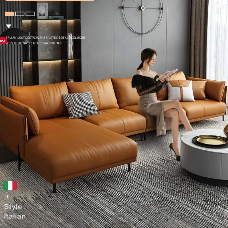 Sofa phòng khách góc chữ L bọc da hiện đại SF039 1