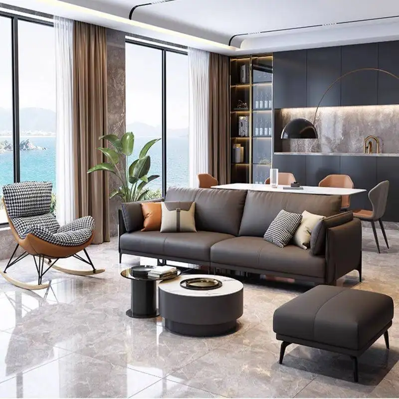 Sofa văng dài bọc da phòng khách đẹp SF038 2